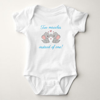 Baby Bodysuits for Twins, Cute Message, Elephants