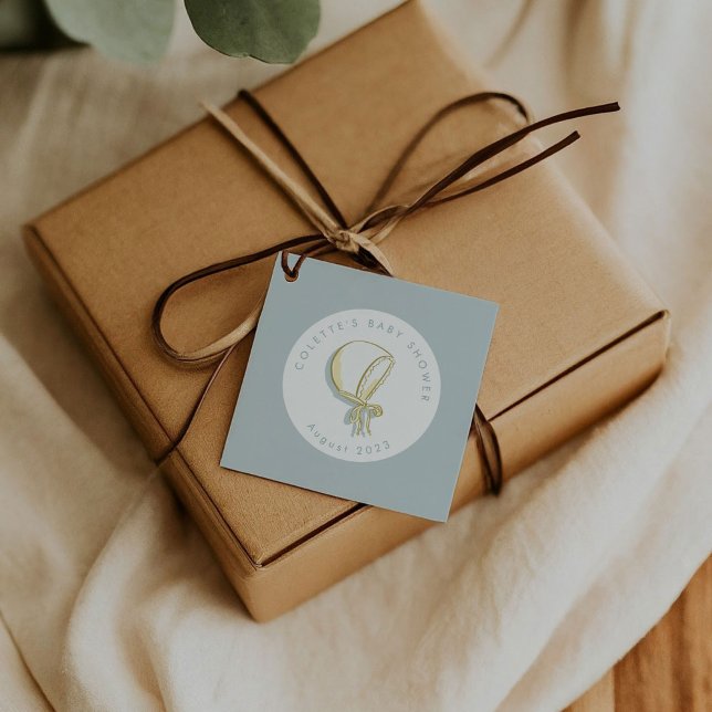 Baby Bonnet Baby Dusche Blue Geschenkanhänger (Baby Bonnet Baby Shower Blue Favor Tags)