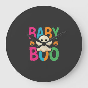 Baby Boo Halloween-Geisterdesign_1 Große Wanduhr