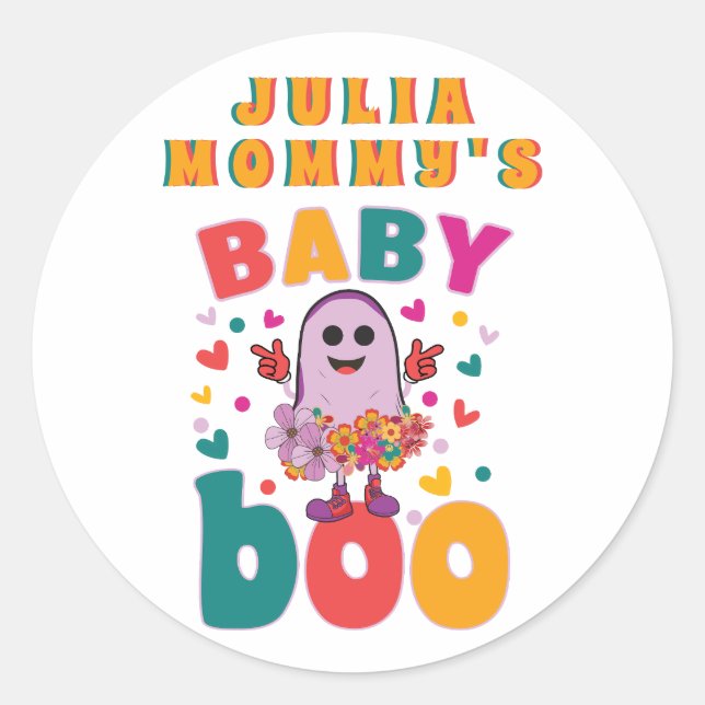 Baby Boo October Neuborn Pastel Ghost Hallowen Runder Aufkleber (Vorderseite)