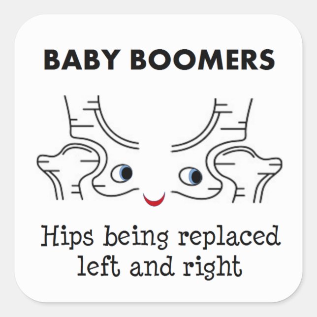 Baby Boomer Hips Quadratischer Aufkleber (Vorderseite)
