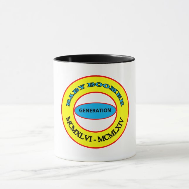 BABY BOOMER Roman Numerals Tasse (Zentrum)