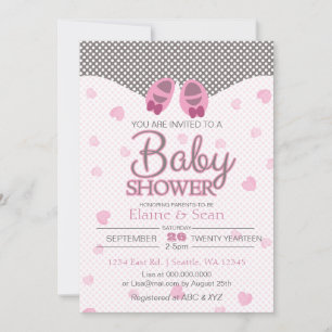 Baby Booties Filles roses baby shower invitation