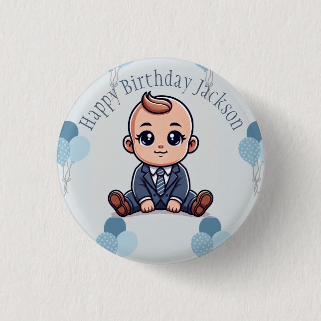 Baby Boss Birthday Button - Benutzerdefiniertes Bu (Vorderseite)