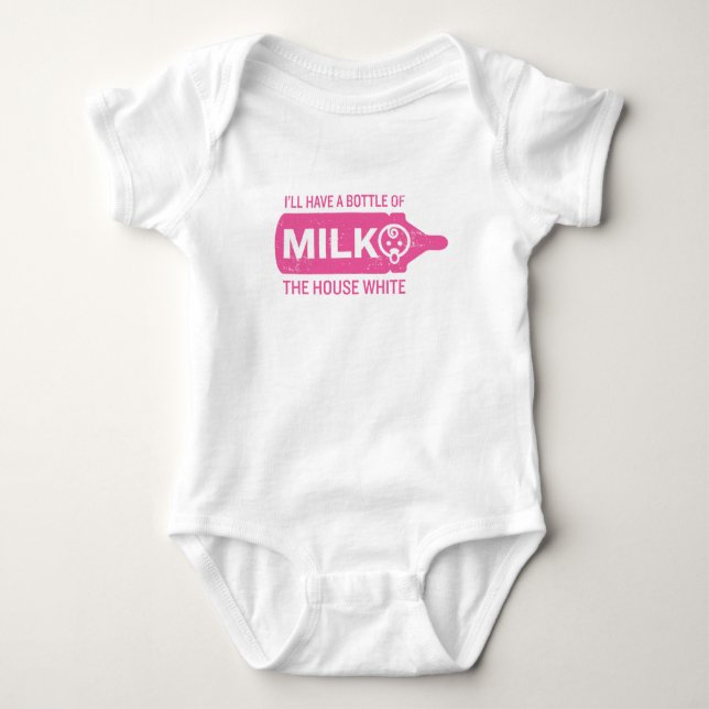 Baby Bottle House White Bodysuit Funny Shirt Pink (Vorderseite)