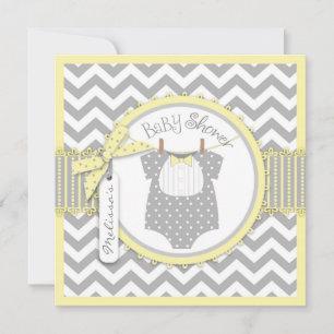 Baby Bow Krawatte Zickzack Print Baby Dusche Einladung