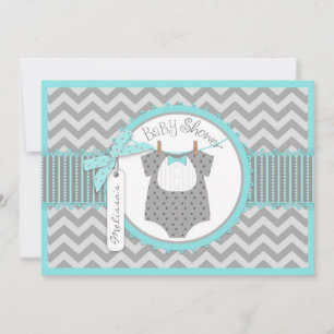 Baby Bow Krawatte Zickzack Print Baby Dusche Einladung