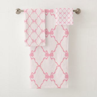 Baby Bow Trellis Pink Bella Ribbon Badhandtuch Set