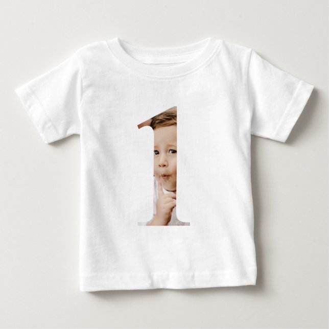 Baby Boy 1. Geburtstag Custom Foto T - Shirt (Vorderseite)