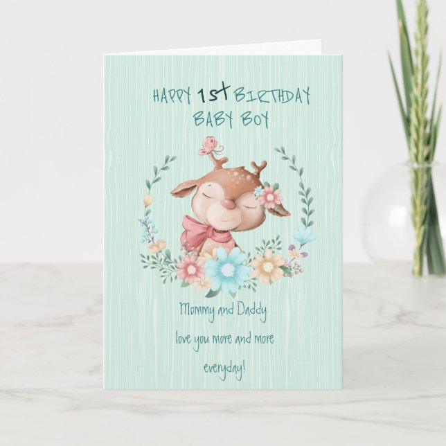 Baby Boy 1er. Carte d'anniversaire (Devant)