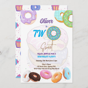 Baby boy 2e anniversaire Donut invitation