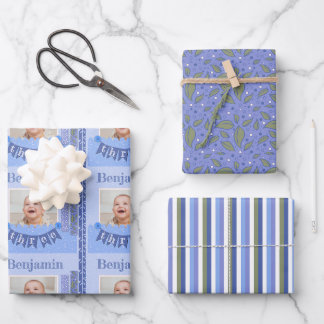 Baby Boy 3. Geburtstag Blue Scrapbooking Wrapping  Geschenkpapier Set