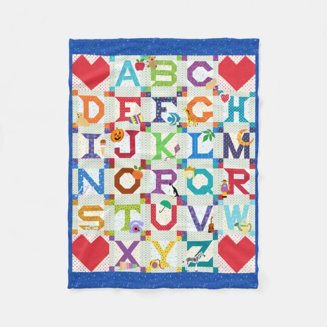 Baby Boy Alphabet Quilt Design Fleecedecke (Vorderseite)