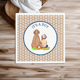 Baby Boy and Dog Baseball Themed Baby Dusche Serviette