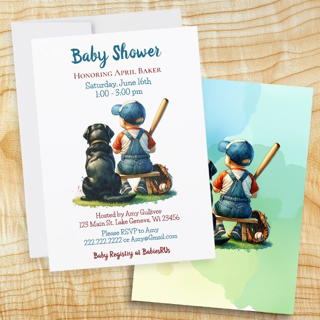 Baby Boy and Dog | Sweet Personalisiert Baby Dusch Einladung (Von Creator hochgeladen)