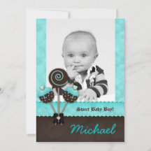 Baby Boy Ankündigung Einladung Cake Pops Blue V