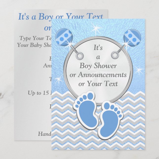 Baby Boy Announcement Cards Kinderdusche Einladung (Vorne/Hinten)