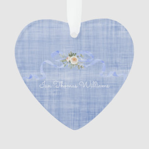 Baby Boy Announcement Pastel Blue Bow NAME Sweet Ornament