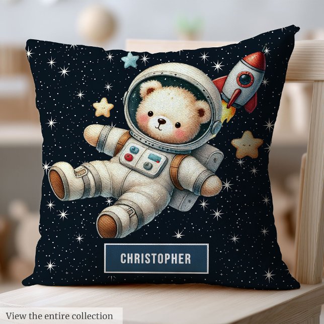 Baby Boy Astronaut Teddy Bear Kissen Kinderzimmer  (Baby Boy Astronaut Teddy Bear Pillow Nursery Accent)