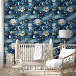 Baby Boy Astronaut Weltraummuster entdecken Tapete