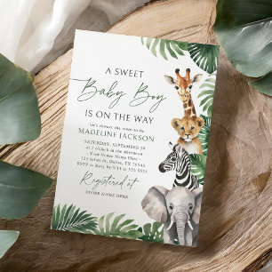 Baby Boy auf dem Weg Safari Baby Dusche Einladung