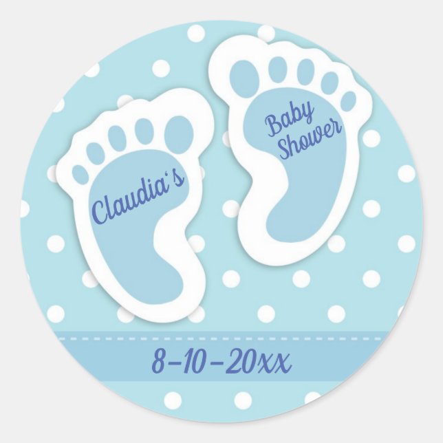 Baby Boy Baby Dusche Danke Gastgeschenk Runder Aufkleber (Vorderseite)