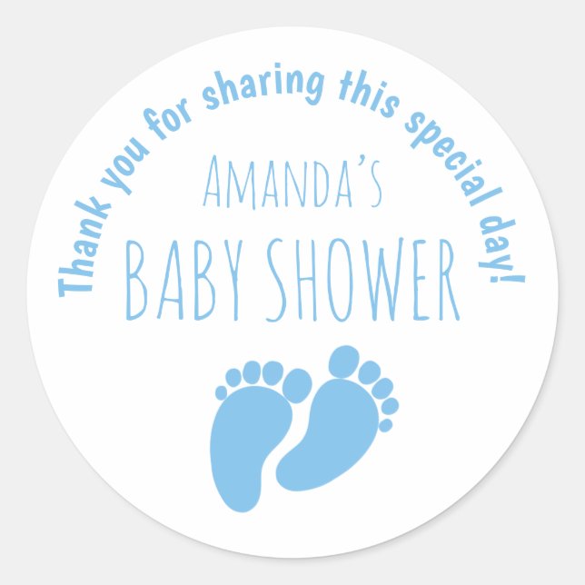 Baby Boy Baby Shower Blue Runder Aufkleber (Vorderseite)