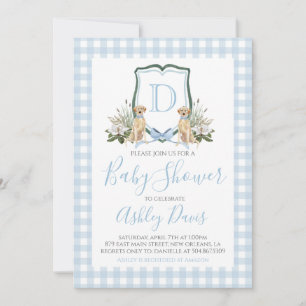 Baby Boy Baby Shower Preppy Dog Southern Gingham Einladung