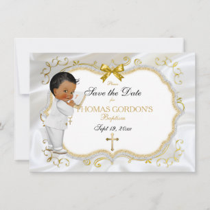 Baby Boy Baptisse Rett Date White Gold Cross Save The Date