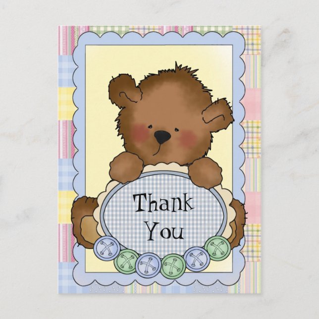 Baby Boy Bear danke Postkarte (Vorderseite)