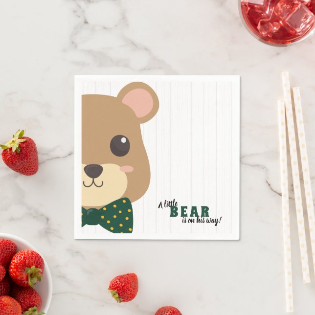 Baby Boy Bear Green & Gold Baby Dusche Serviette (Beispiel)