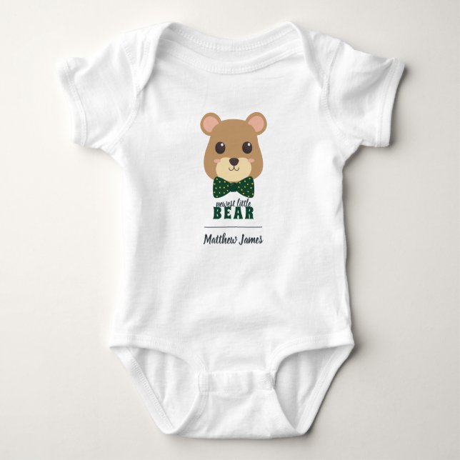 Baby Boy Bear Green & Gold Strampler (Vorderseite)