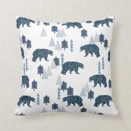 Baby Boy Bear Marine und graues Kinderzimmer Kissen