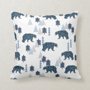 Baby Boy Bear Marine und graues Kinderzimmer Kissen