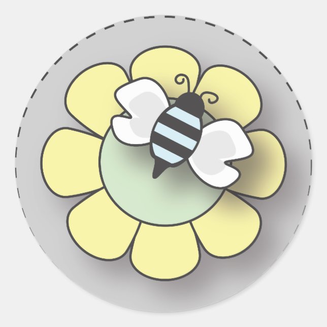 Baby Boy Bee in Blue Runder Aufkleber (Vorderseite)