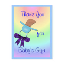 Baby Boy Binkie Merci carte postale - personnalise