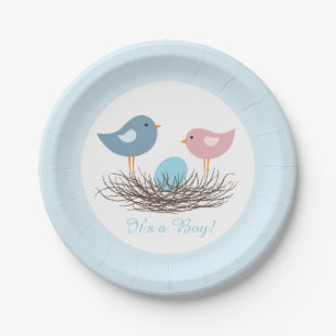 Baby Boy Bird's Nest   Babyparty Pappteller