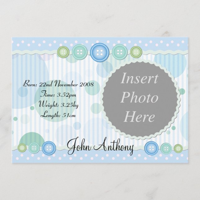 Baby Boy Birth Ankündigung (Vorderseite)