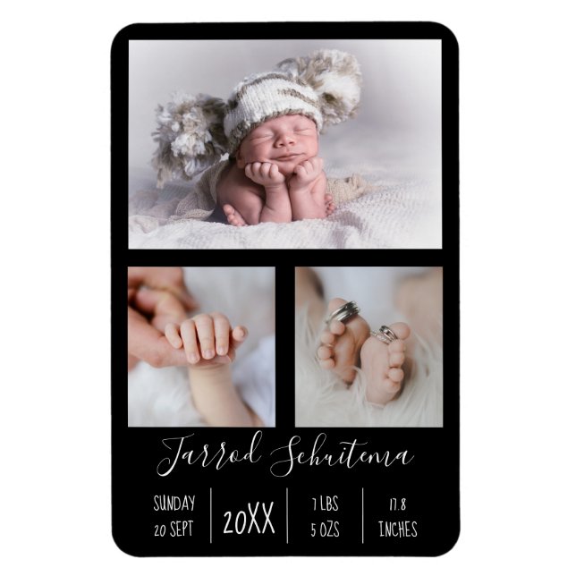 Baby Boy Birth Ankündigung Flexible Foto Magnet (Vertikal)