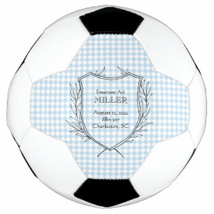 Baby Boy Birth Ankündigung Sport Blue Timeless Fußball