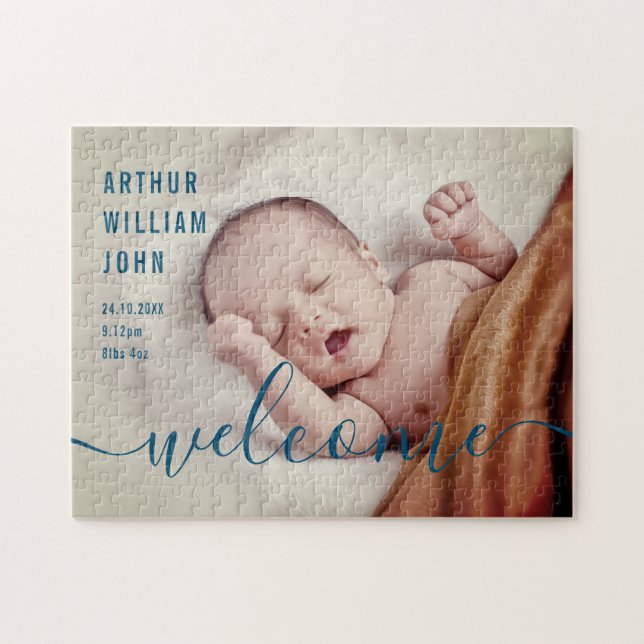 Baby Boy Birth Announcement Foto (Horizontal)