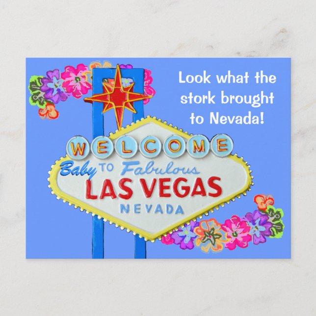 Baby Boy Birth Announcement Las Vegas Ankündigungspostkarte (Vorderseite)