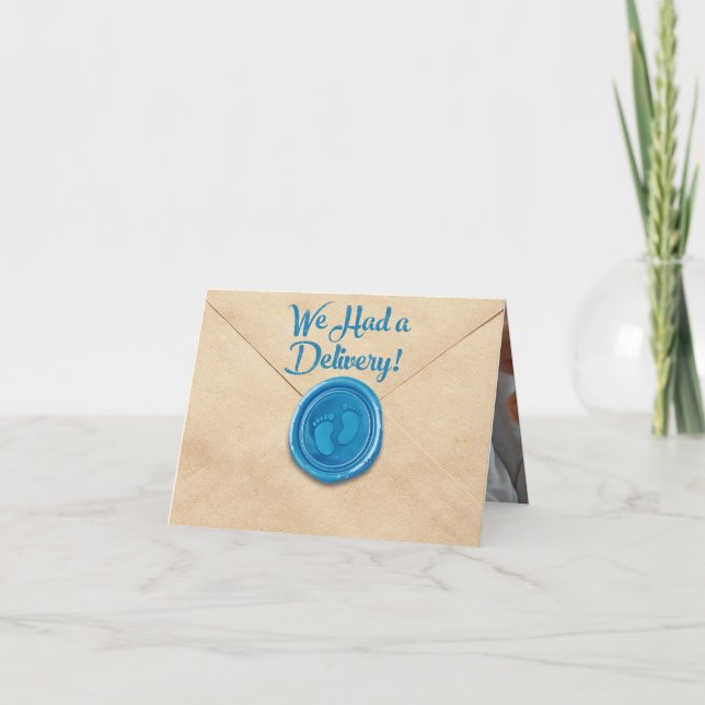 Baby Boy Birth Folded Announcement Card Ankündigung (Vorderseite)