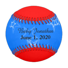 Baby Boy Birth Stats Red White Blue Baseball