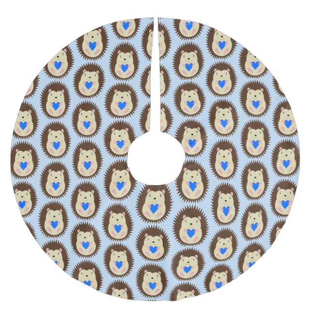 Baby Boy Blaues Herz Igel Muster Polyester Weihnachtsbaumdecke (Vorderseite)