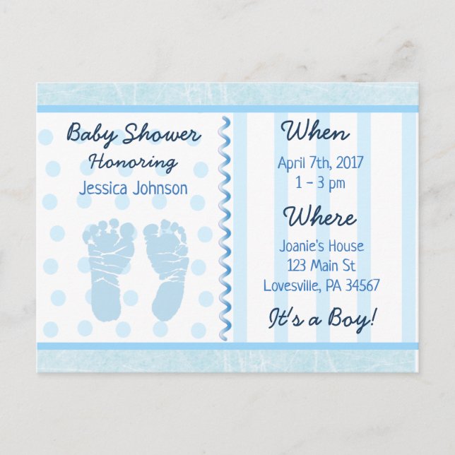 Baby Boy Blue Baby Dusche Einladung (Vorderseite)