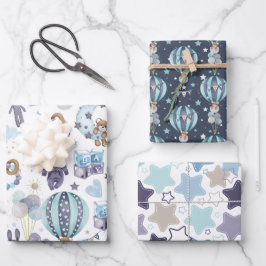 Baby Boy Blue Baby Duschgeschenk Wrap Neues Baby Geschenkpapier Set