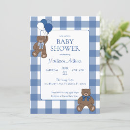 Baby Boy Blue Bärchen Teddybären Baby-Party Einladung