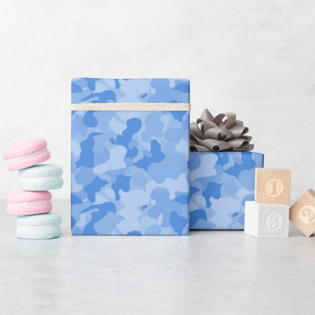 Baby Boy Blue Camouflage Packpapier (Babyparty)