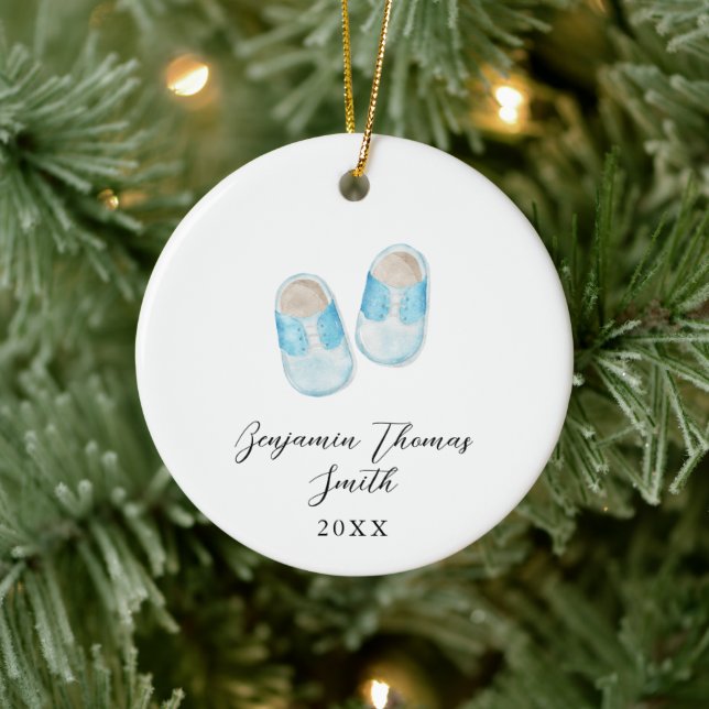 Baby Boy Blue Chaussures de Noël Ornement en céram (Arbre)